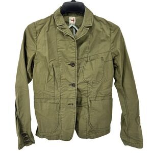 Rare‎ Relwen Trap Blazer Womens Medium Olive Green Cotton Chore Jacket HTF